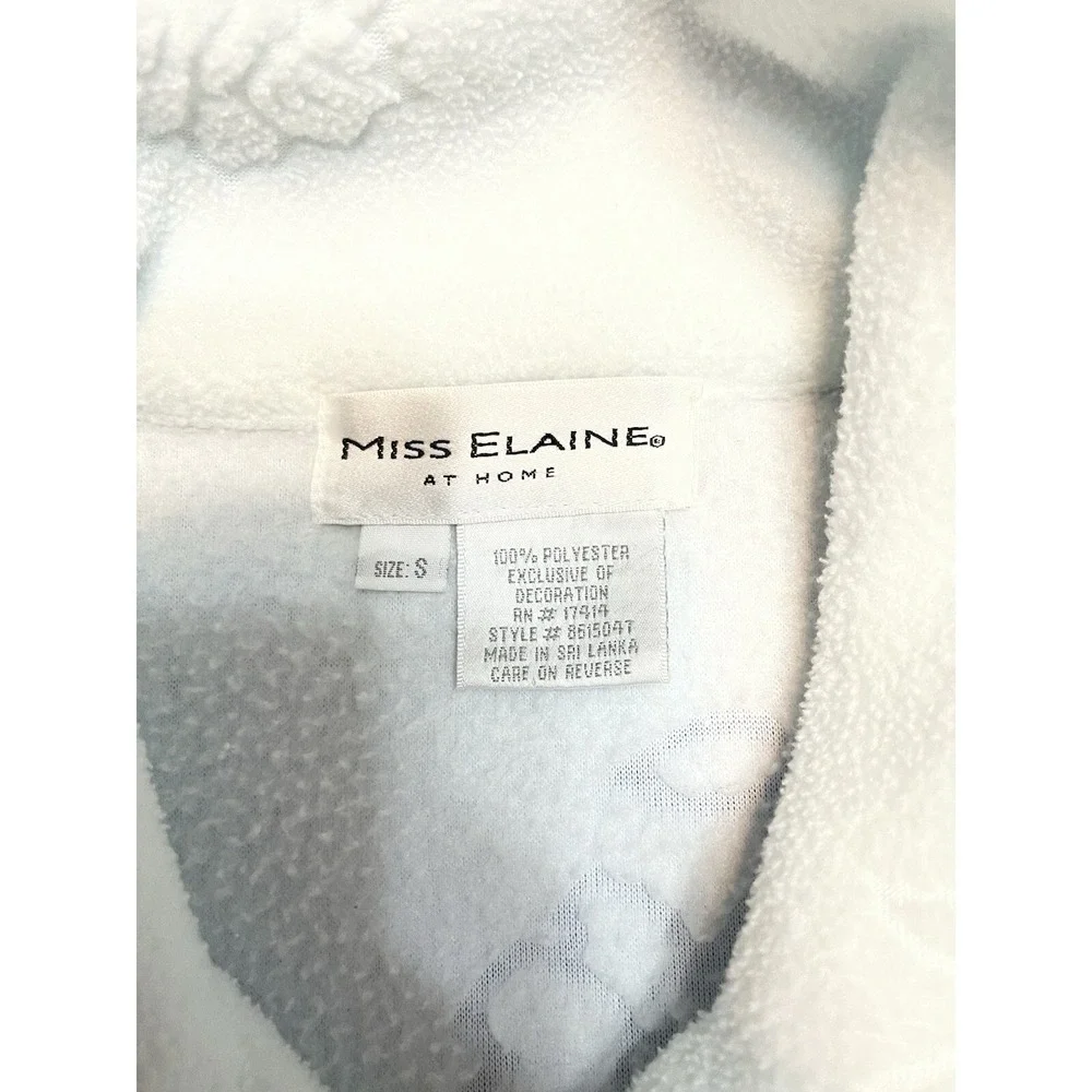 Miss Elaine Mint Green Floral Embossed Fleece Robe Zip Front Pockets Size‎ S
